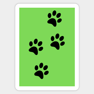 Black Pawprints on Light Green Sticker